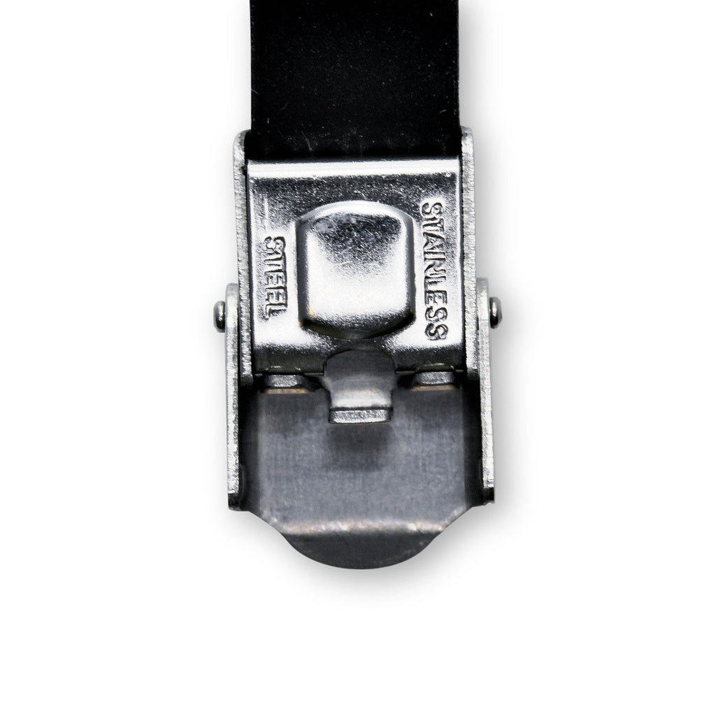 Stainless Steel Black Two Tone Design Leather Bracelet