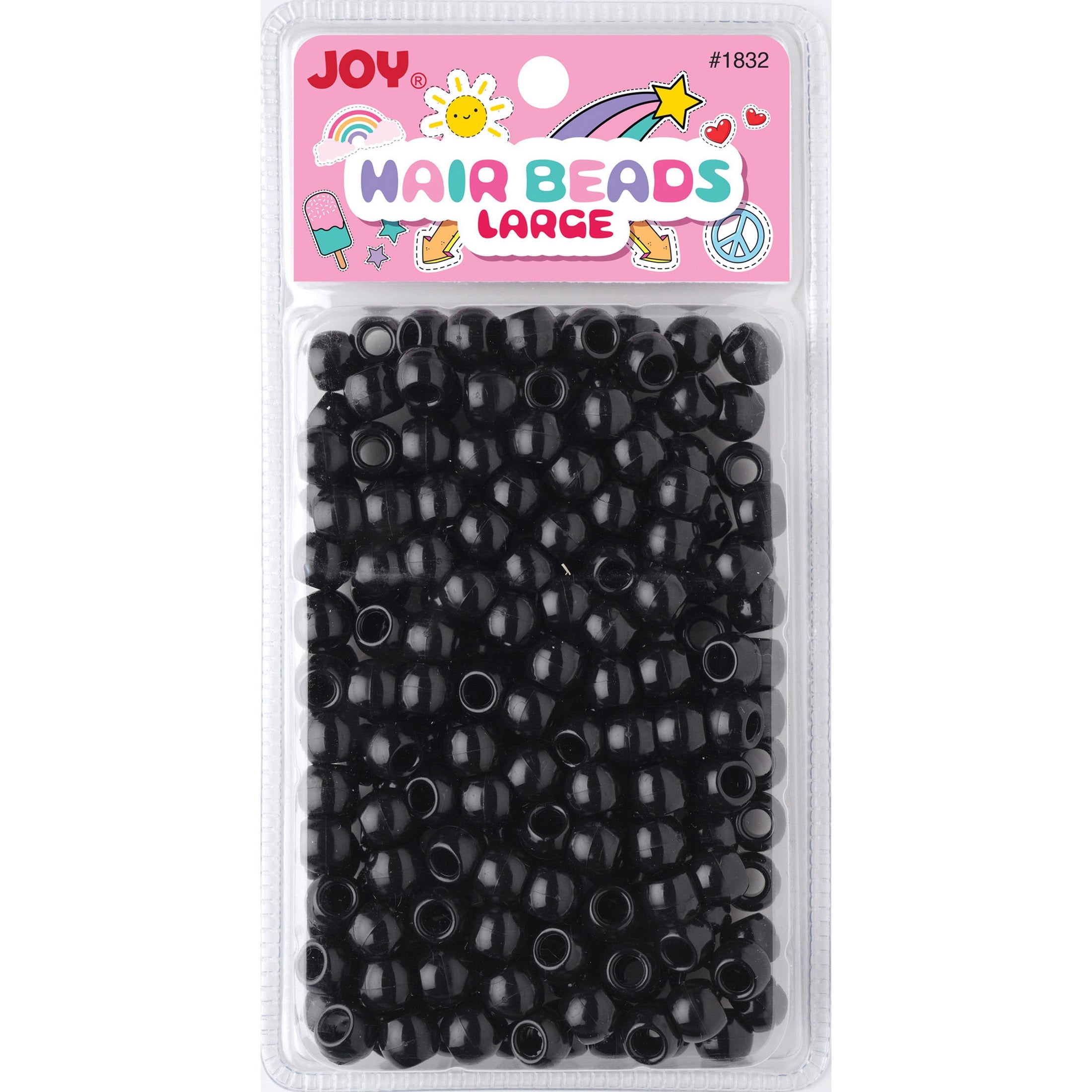 Joy Round Hair Beads Large, 240 Count, Black