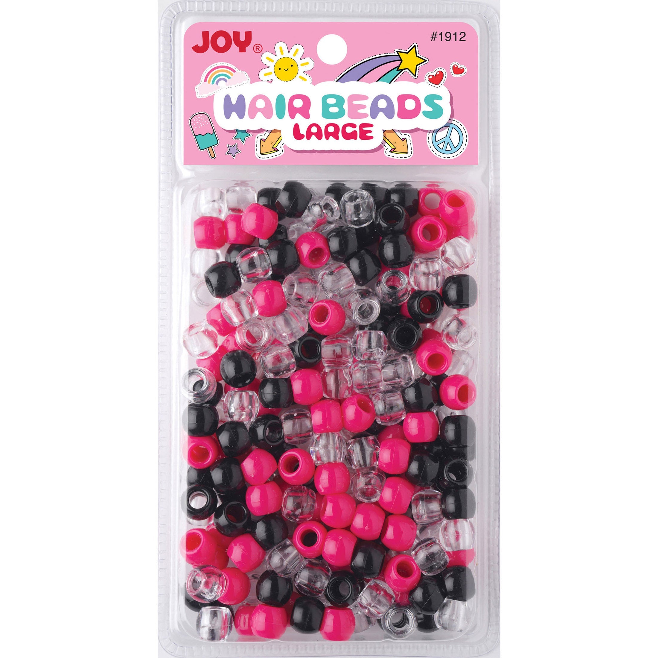 Joy Round Hair Beads Large, 240 Count, Assorted Color