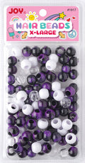 Joy Round Hair Beads X-Large, Dark Purple Two Tone Mix