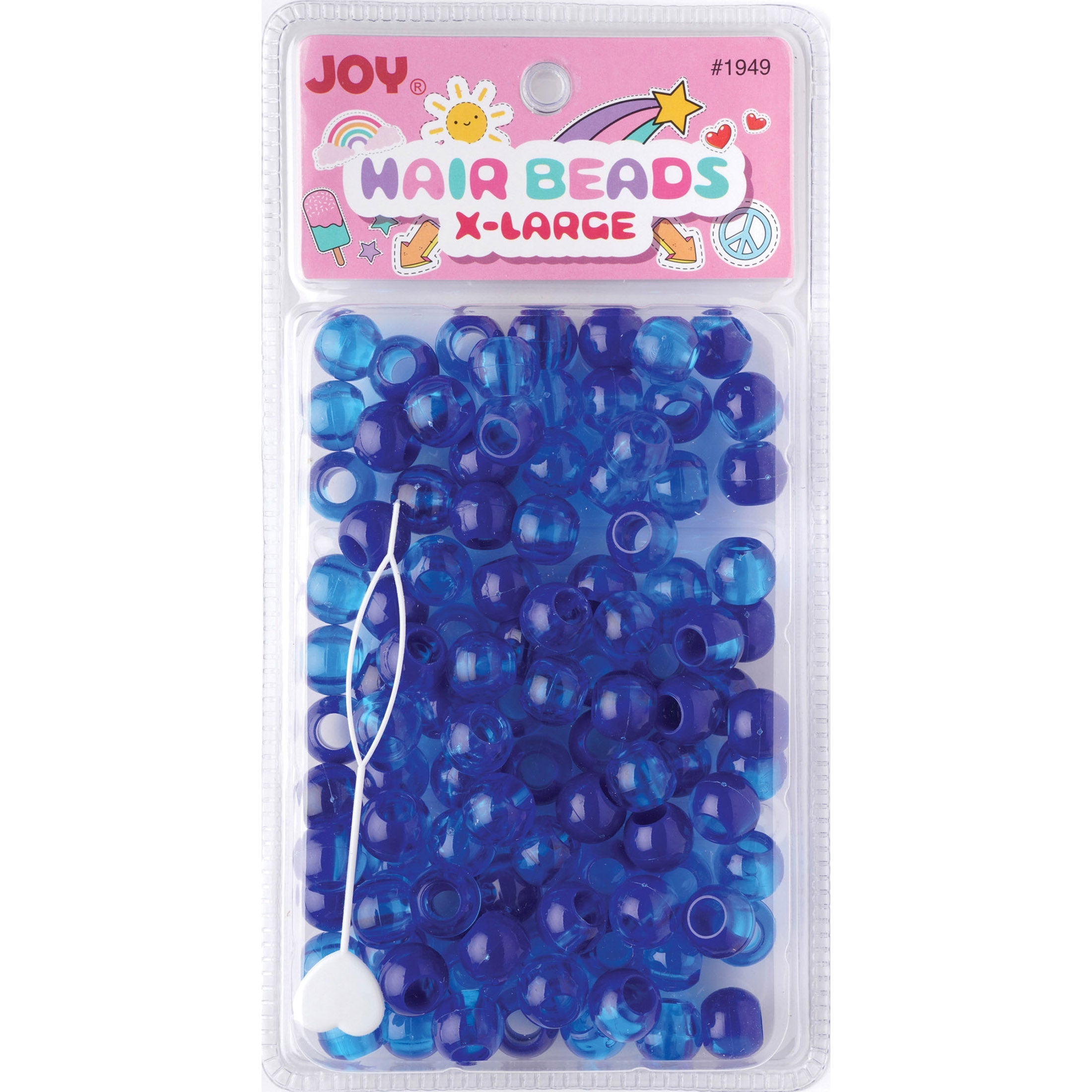 Joy Round Hair Beads X-Large, 100 Count, Two Tone Dark Vivid Blue