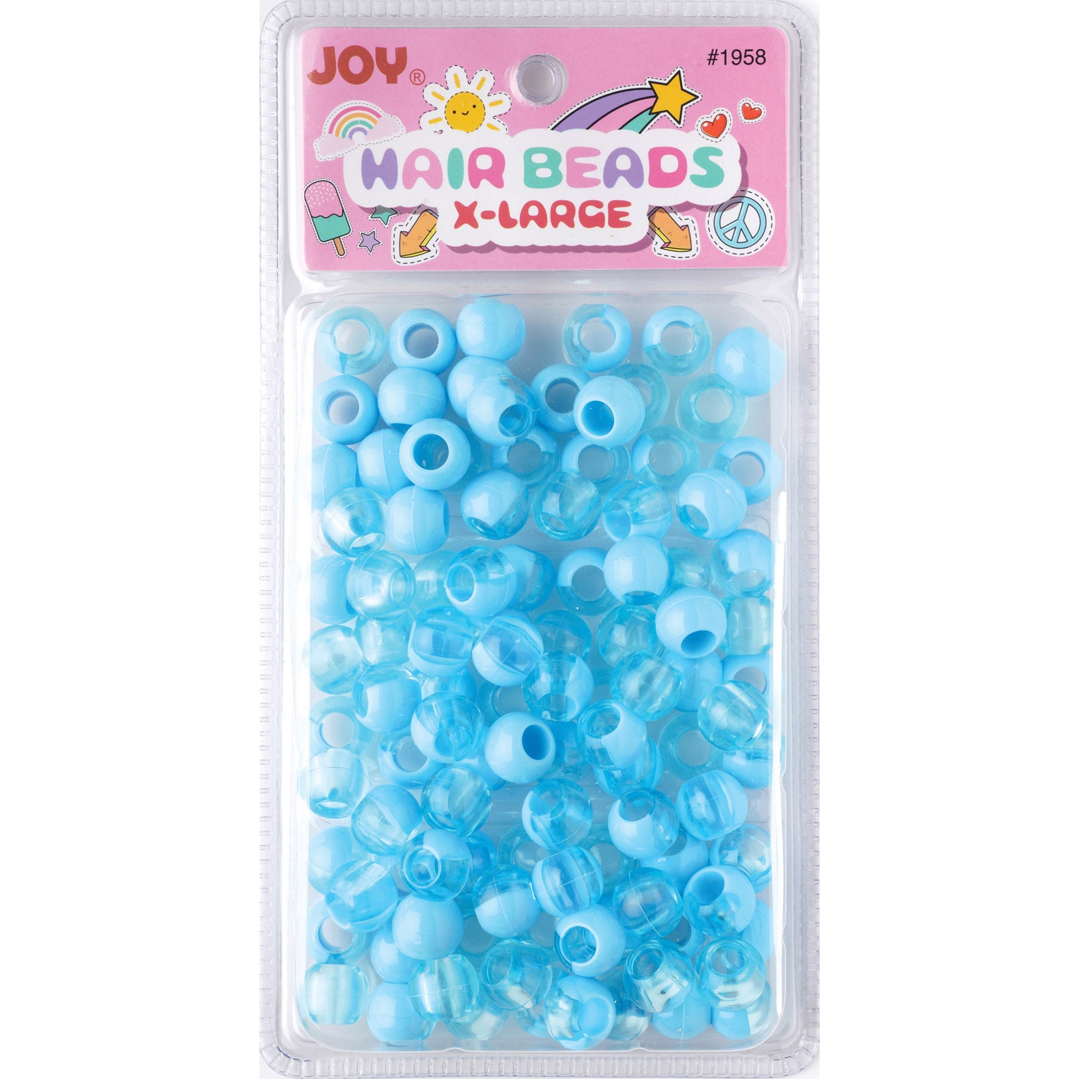Joy Round Hair Beads X-Large, 100 Count, Two Tone Pastel Blue