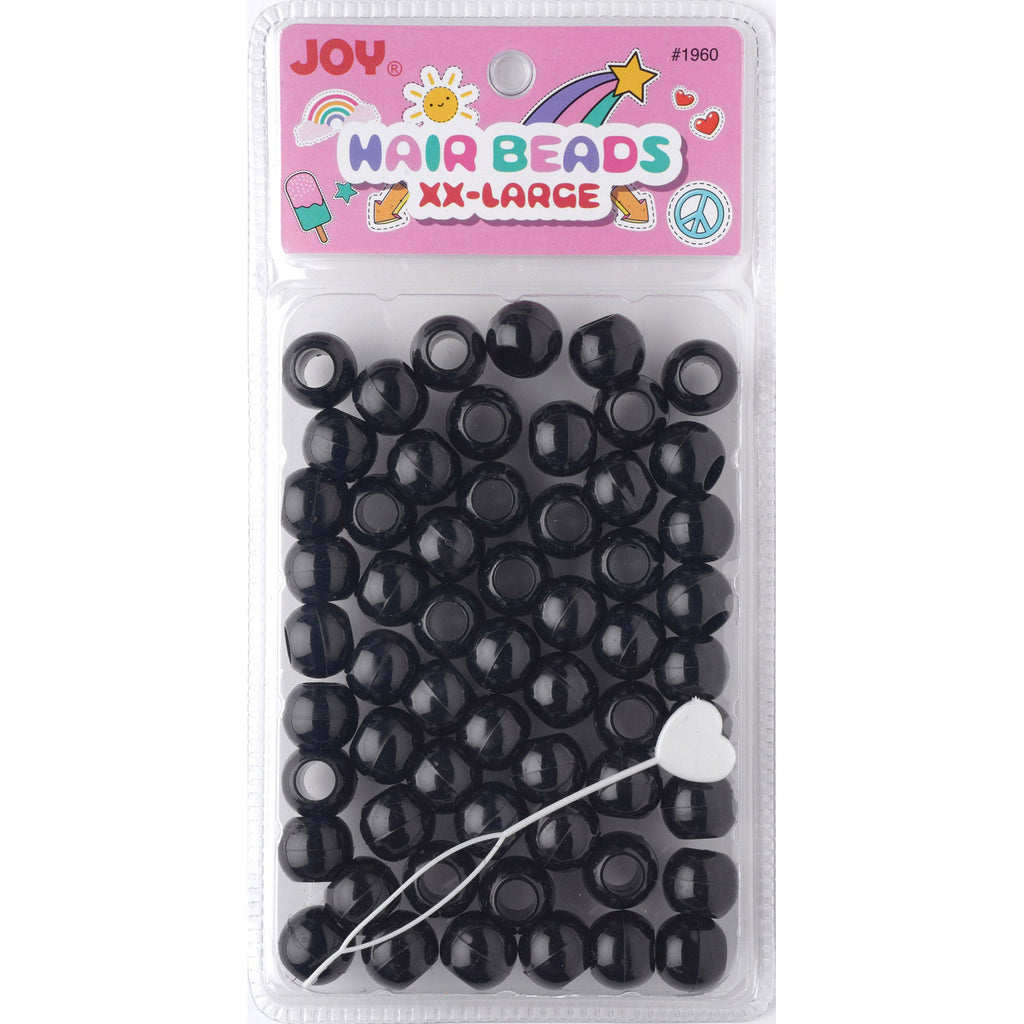 Joy Round Hair Beads XX-Large, 60 Count, Black