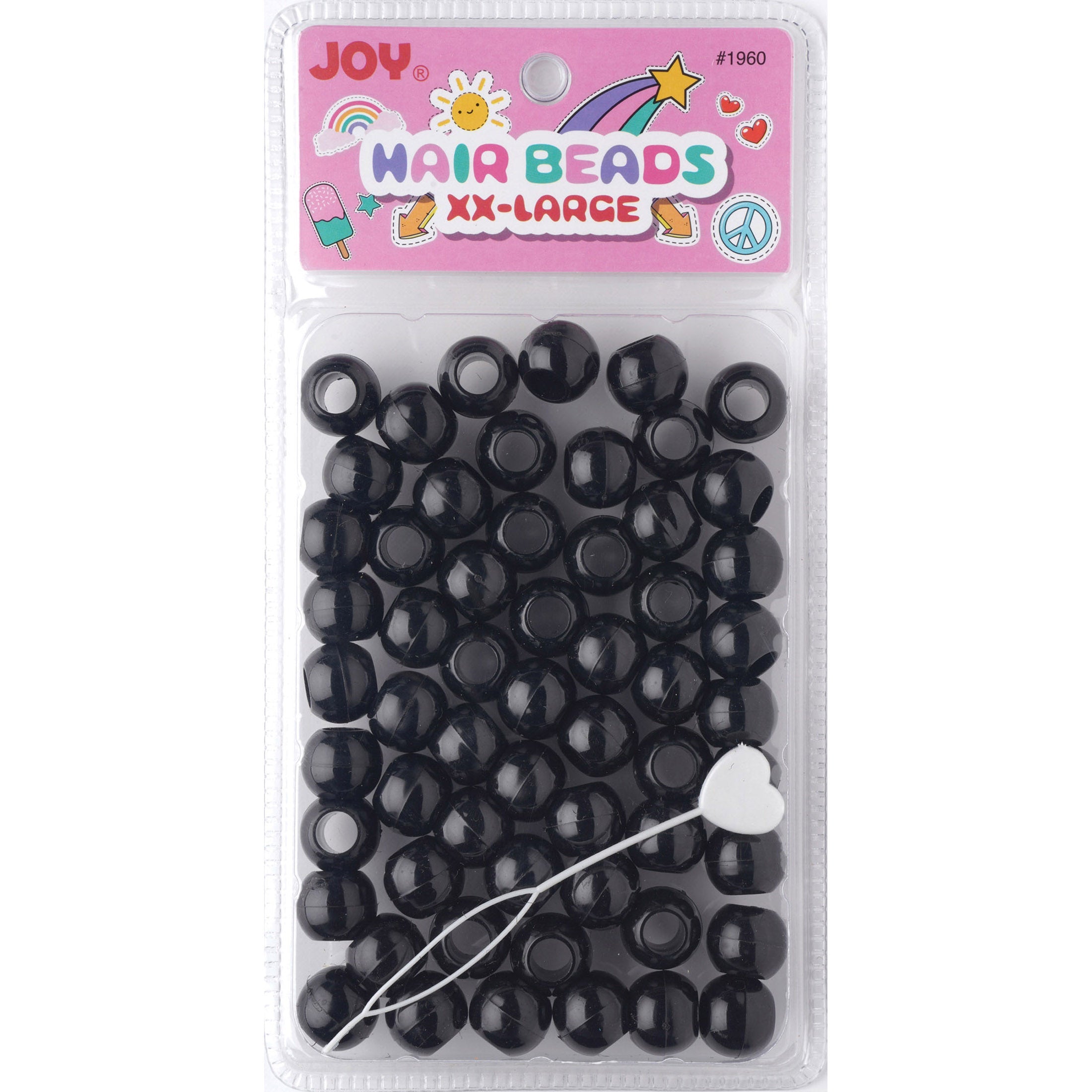 Joy Round Hair Beads XX-Large, 60 Count, Black