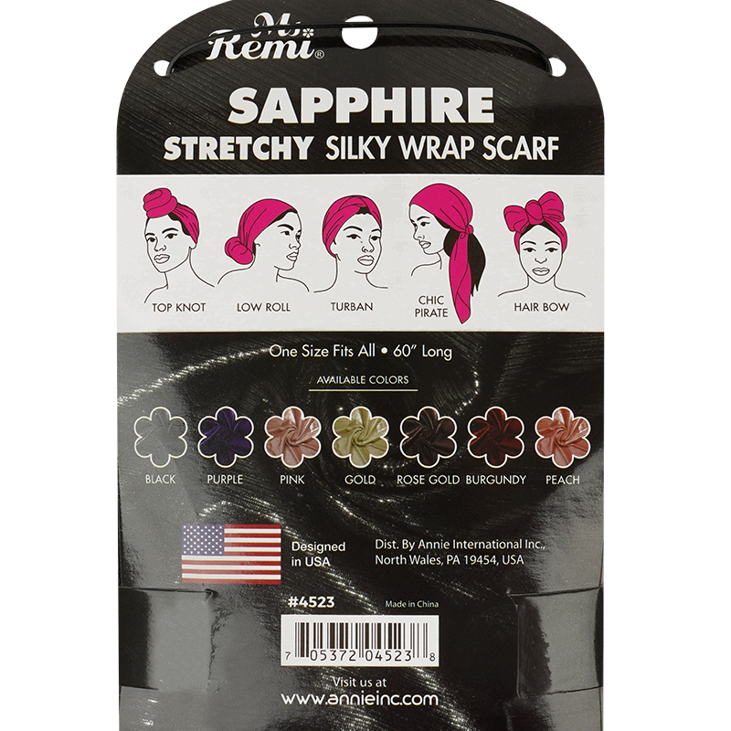 Ms. Remi Sapphire Silky Wrap Scarf 60 Inch, 1 Count, Black