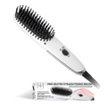 Hot & Hotter Mini Heated Straightening Brush, 1 Count Small Hot Styling Brush, White
