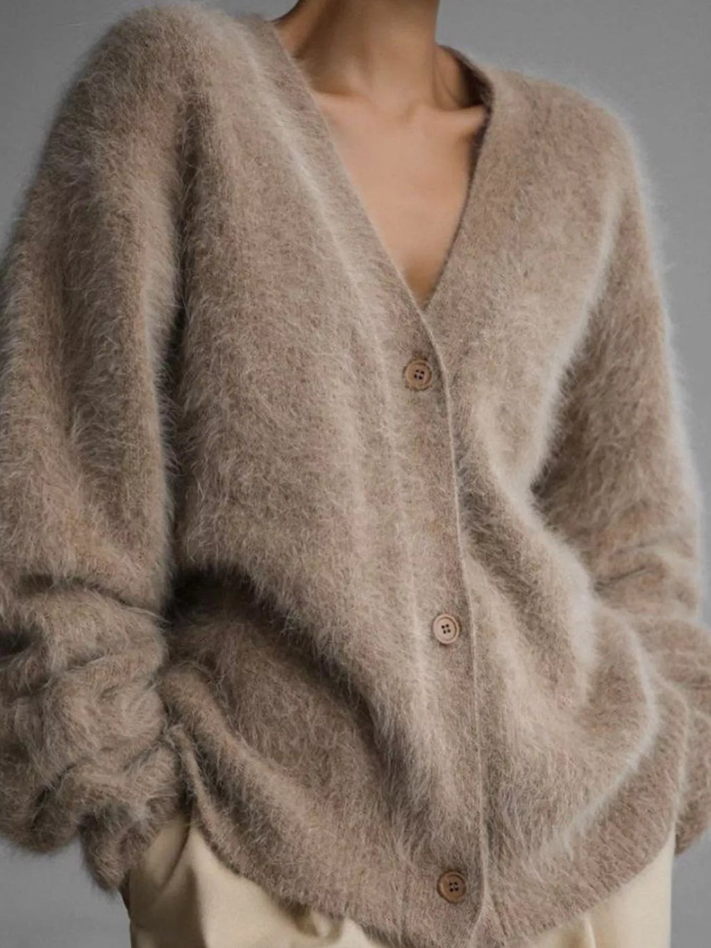 V-Neck Button-Down Cardigan