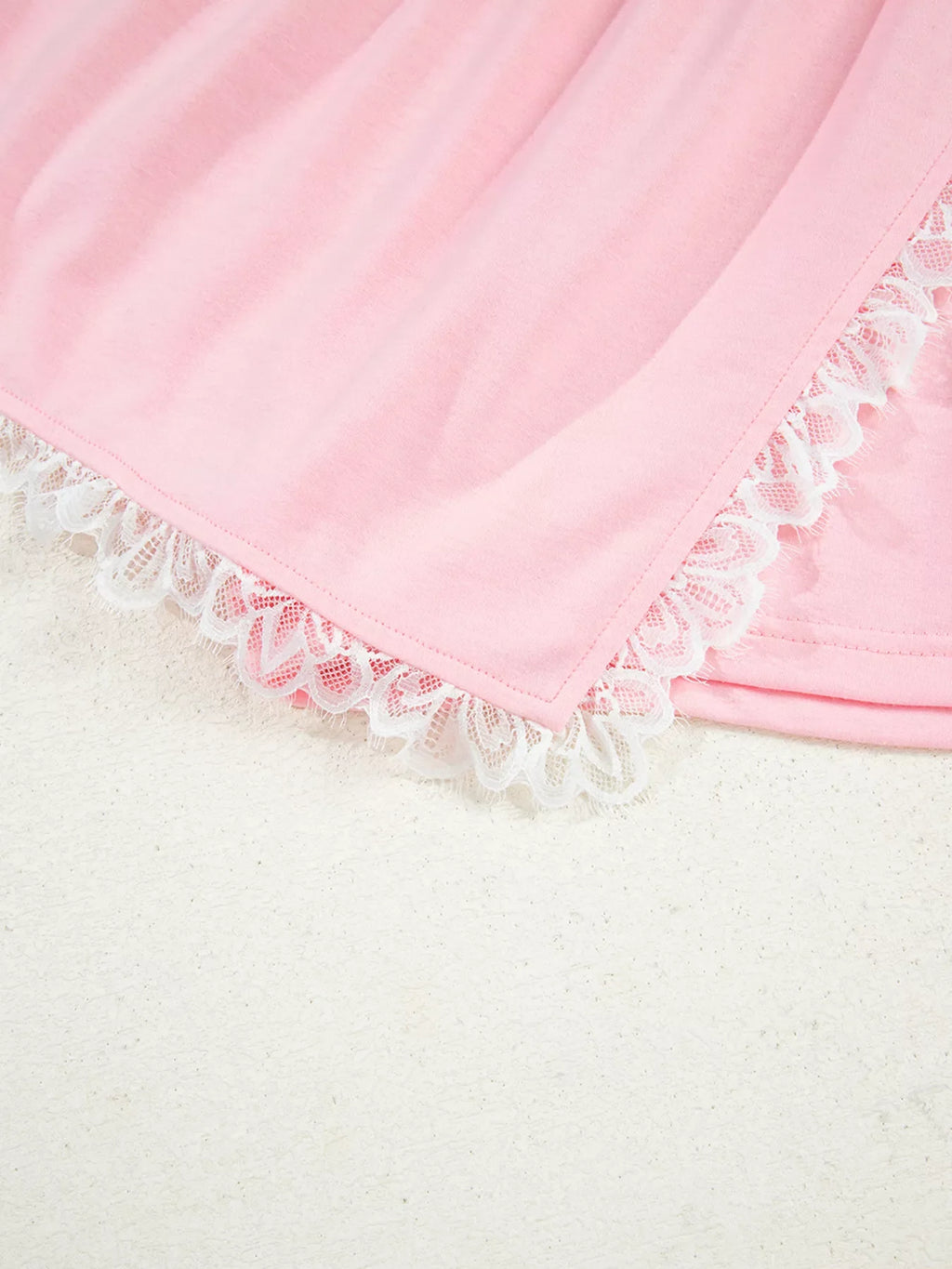 Peter Pan Lace Embellished Neck Sweatshirt and Skirt Two Piece Set