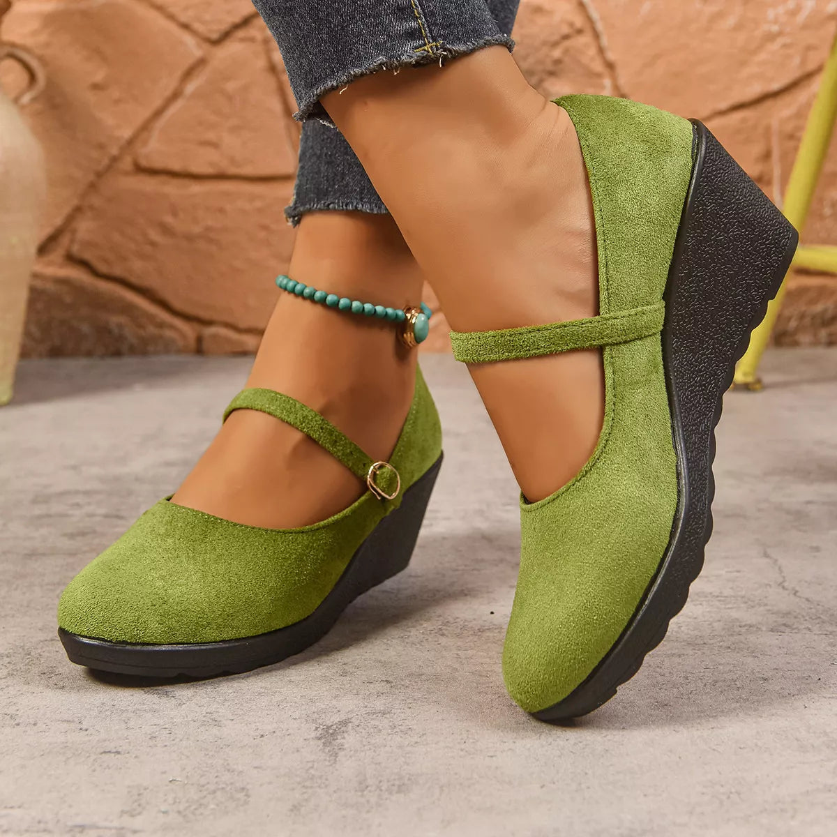 Round Toe Wedge Loafers