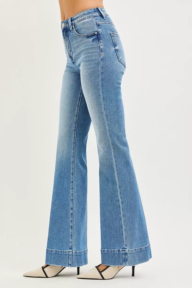 RISEN Tummy Control 4 Way Stretch Mid Rise Flare Jeans