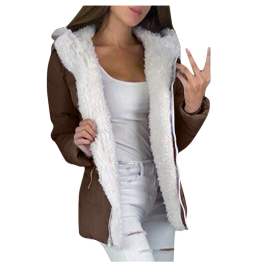 Fleece-lined Cardigan Hooded Coat Cotton-padded Jacket