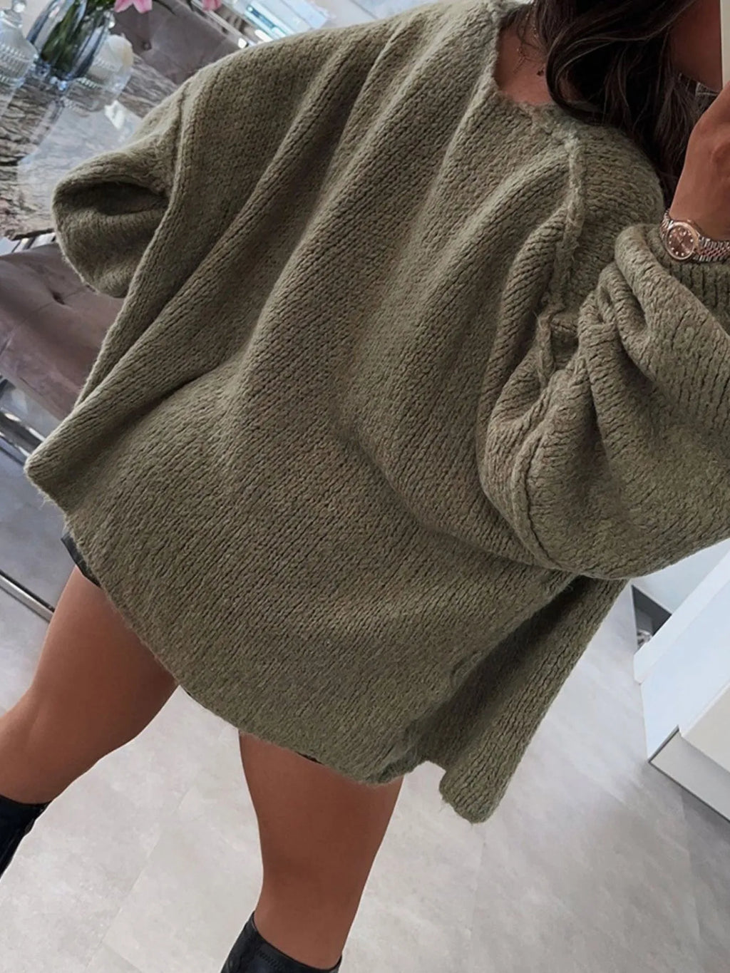 Open Front Dropped Shoulder Cardigan
