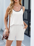 Casual Ribbed Tank Top and Shorts Set