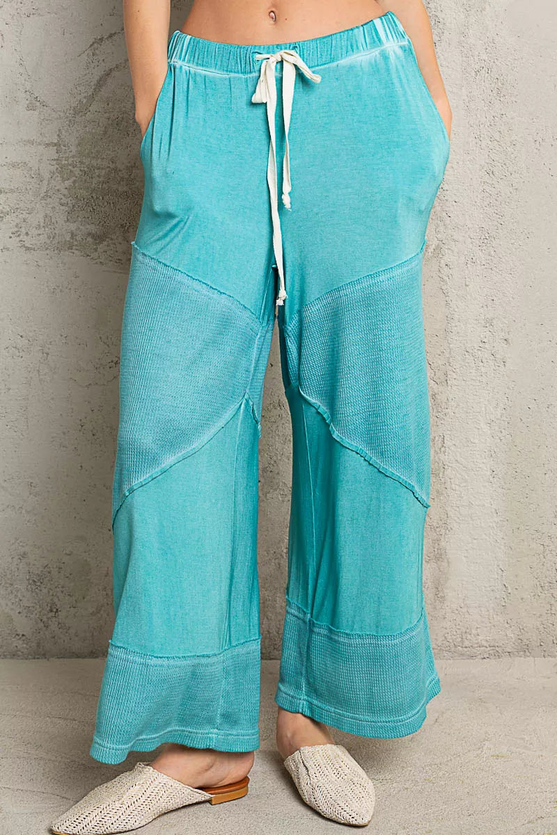 POL Elastic Waistband Wide Leg Pants with Drawstring