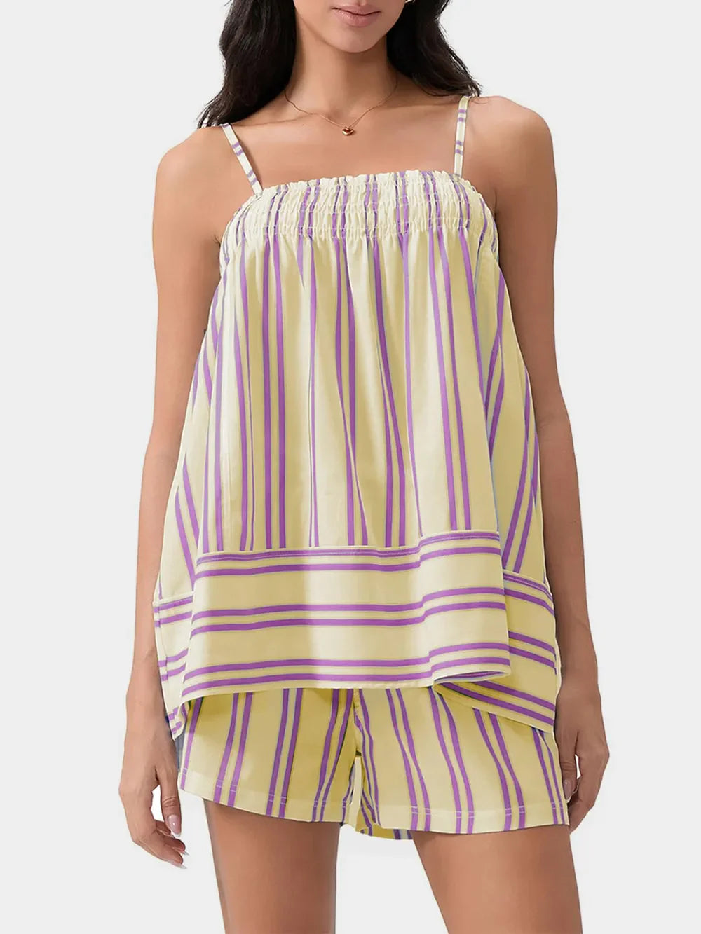 Smocked Square Neck Cami and Shorts Set