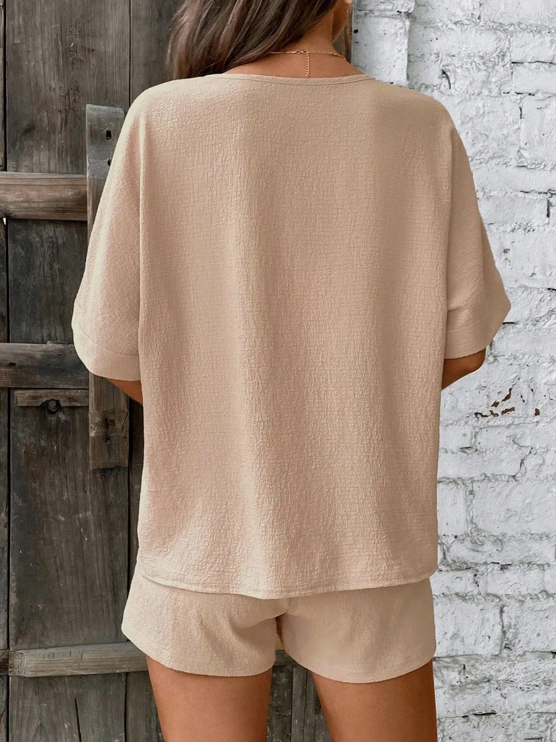 V-Neck Half Sleeve Top and Shorts Set