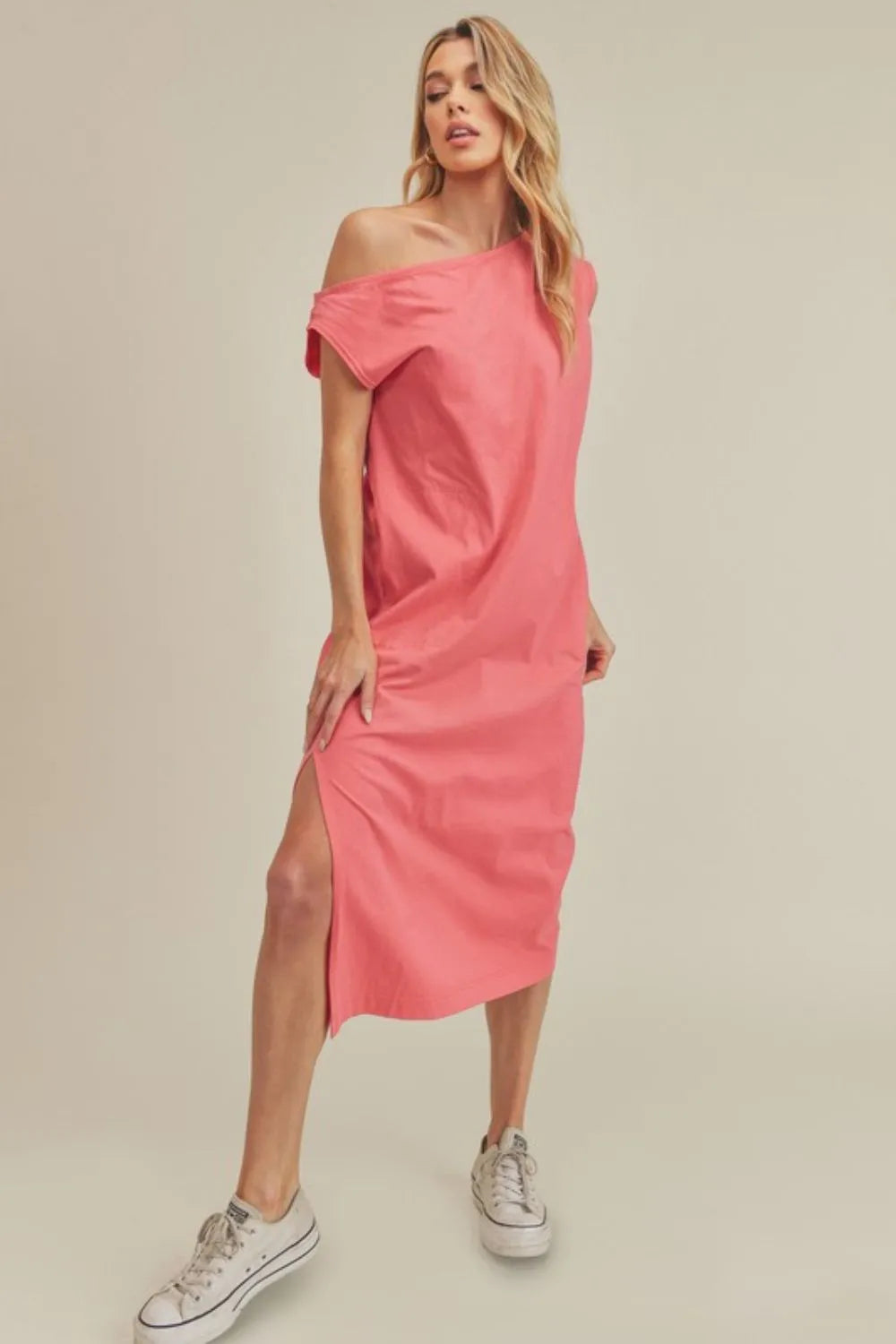 Aemi + Co Side Slit Round Neck Sleeveless Midi Dress