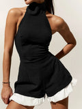 Halter Neck Ruffled Hem Romper