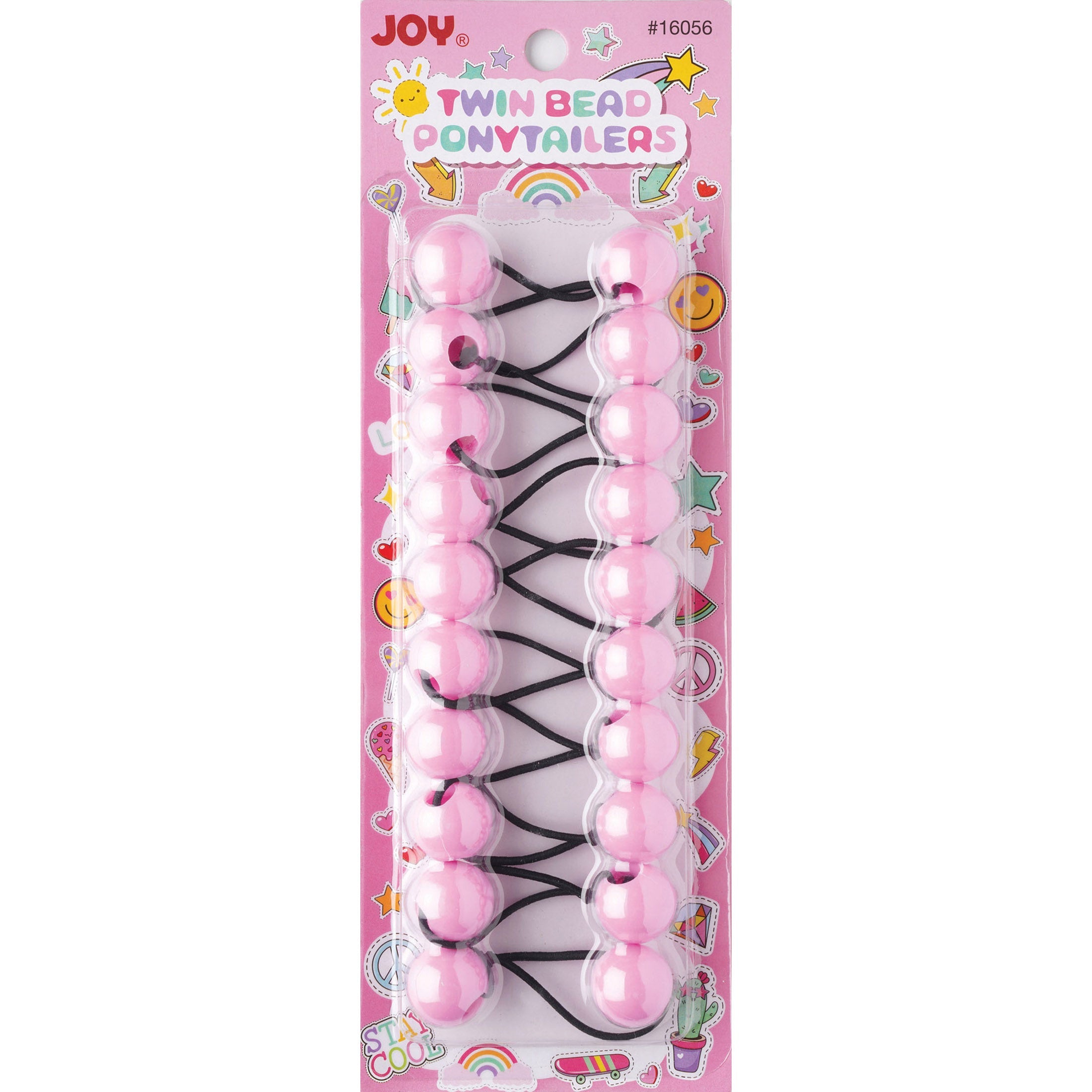 Joy Twin Beads Ponytailers 10Ct Pink
