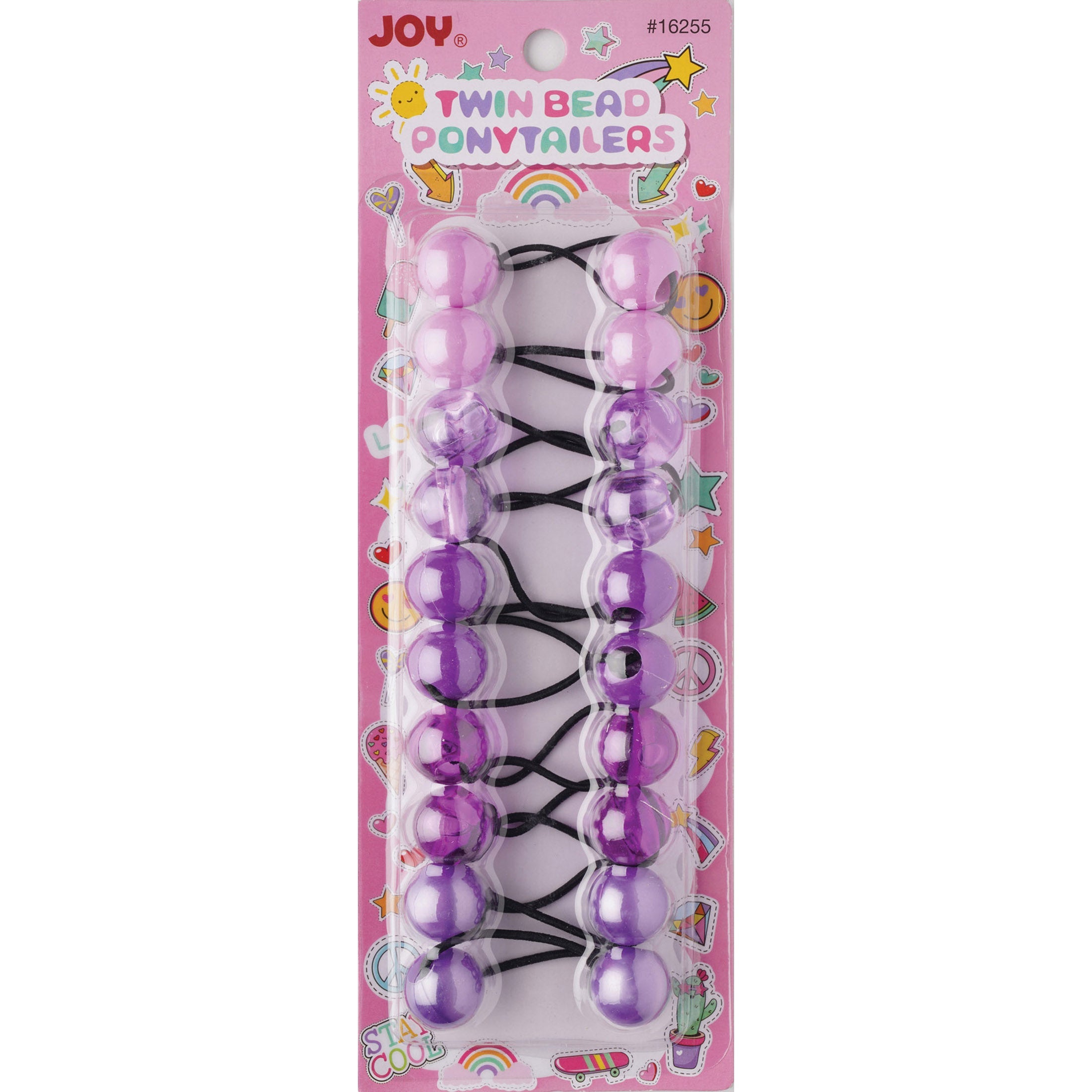 Joy Twin Bead Ponytailers 10ct Asst Purple