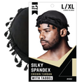 Mr. Durag Silky Spandex Crown Turban with Tassel L/XL, 1 Count Men's Halo Turban, Black