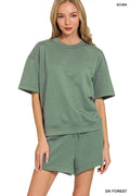 Zenana Scuba Short Sleeve Top & Shorts Set