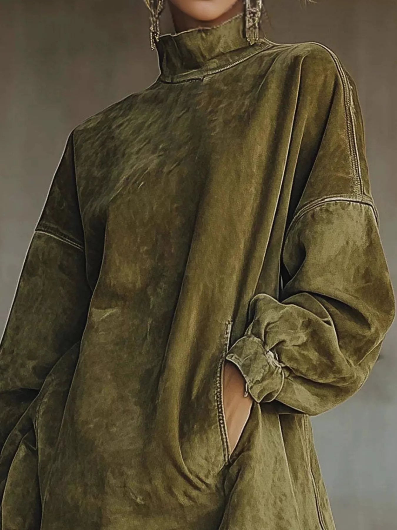 Fringe Turtleneck Long Sleeve Dress