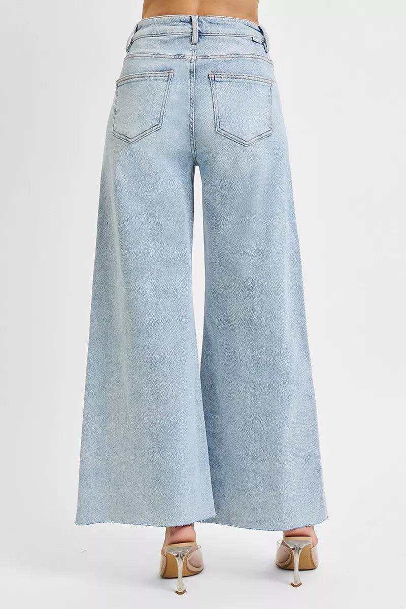 RISEN Full Size High Rise Ankle Wide Palazzo Jeans Plus Size
