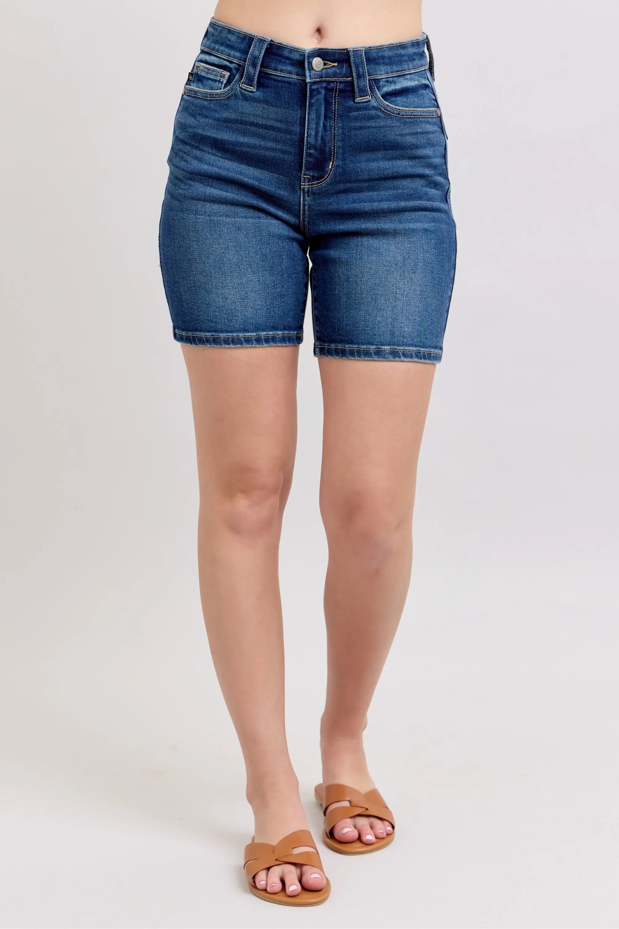 Judy Blue Full Size High Waist Bermudas Jeans W/ Back Flap Pockets Plus Size
