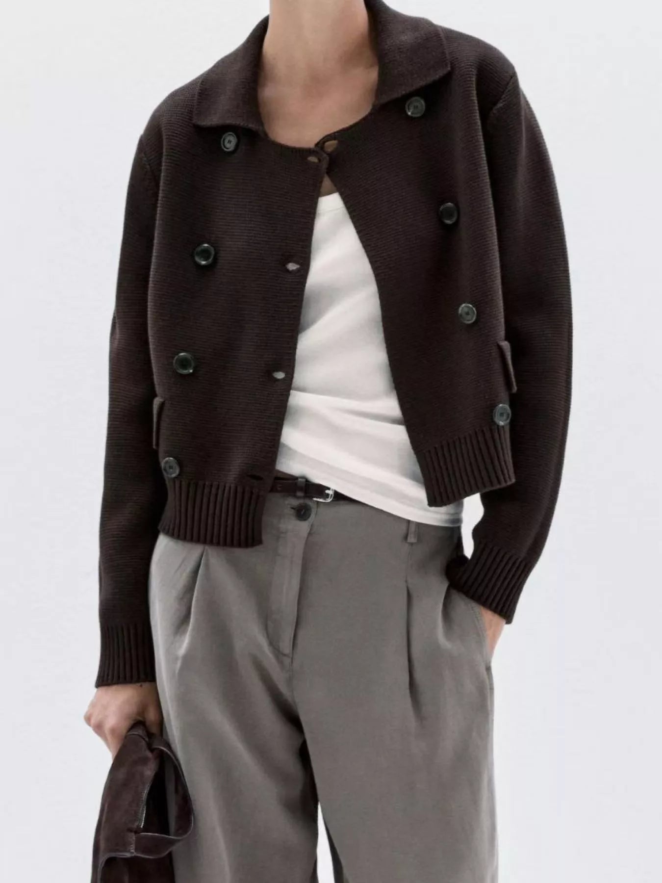 Double-Breasted Knit Cardigan