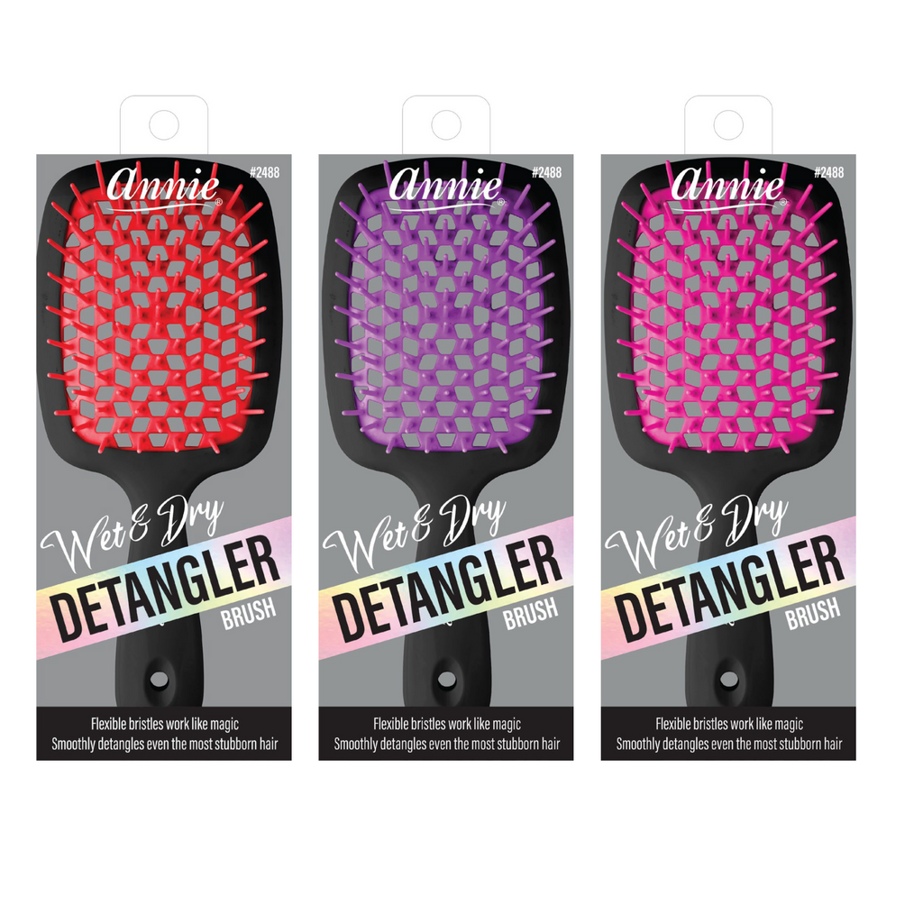 Annie Wet & Dry Detangler Brush, 1 Count, Assorted Black