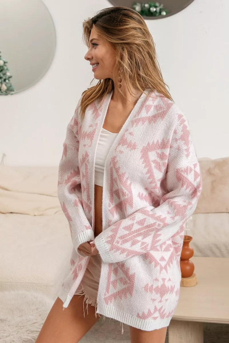 BiBi Aztec Pattern Open Front Cardigan