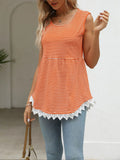 Lace Trim Sleeveless Babydoll Tank Top