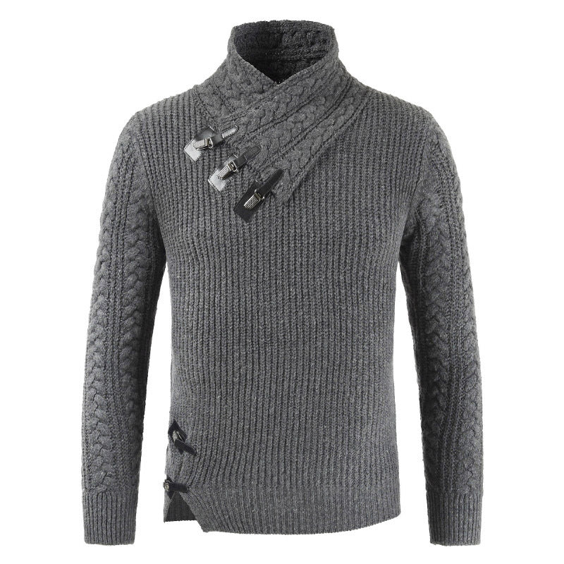 Men's Scalp Button Irregular Long Sleeve T-Shirt