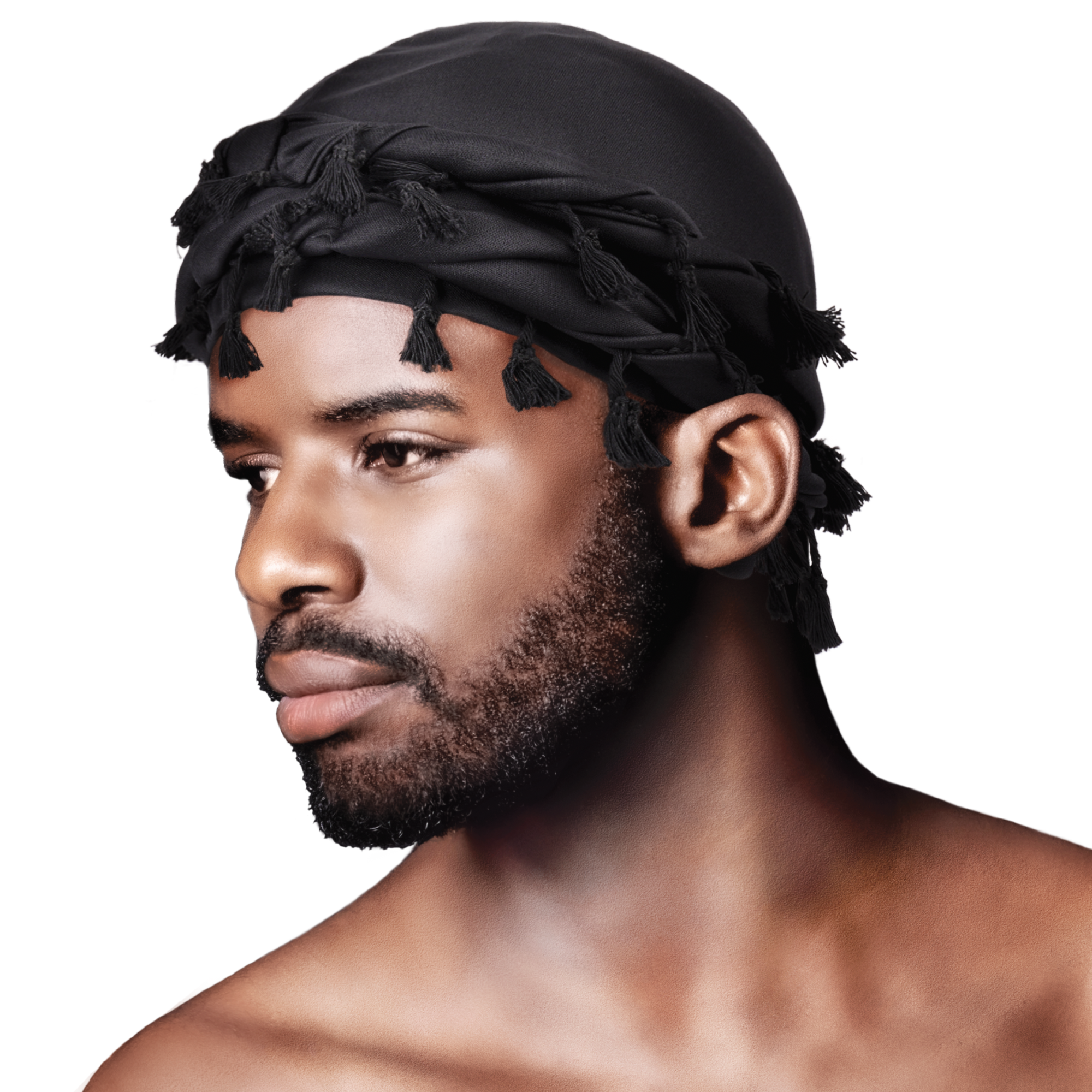 Mr. Durag Silky Spandex Crown Turban with Tassel L/XL, 1 Count Men's Halo Turban, Black