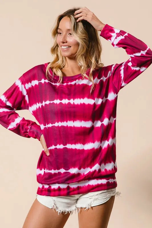 BiBi Tie Dye Print Terry Sweatshirt
