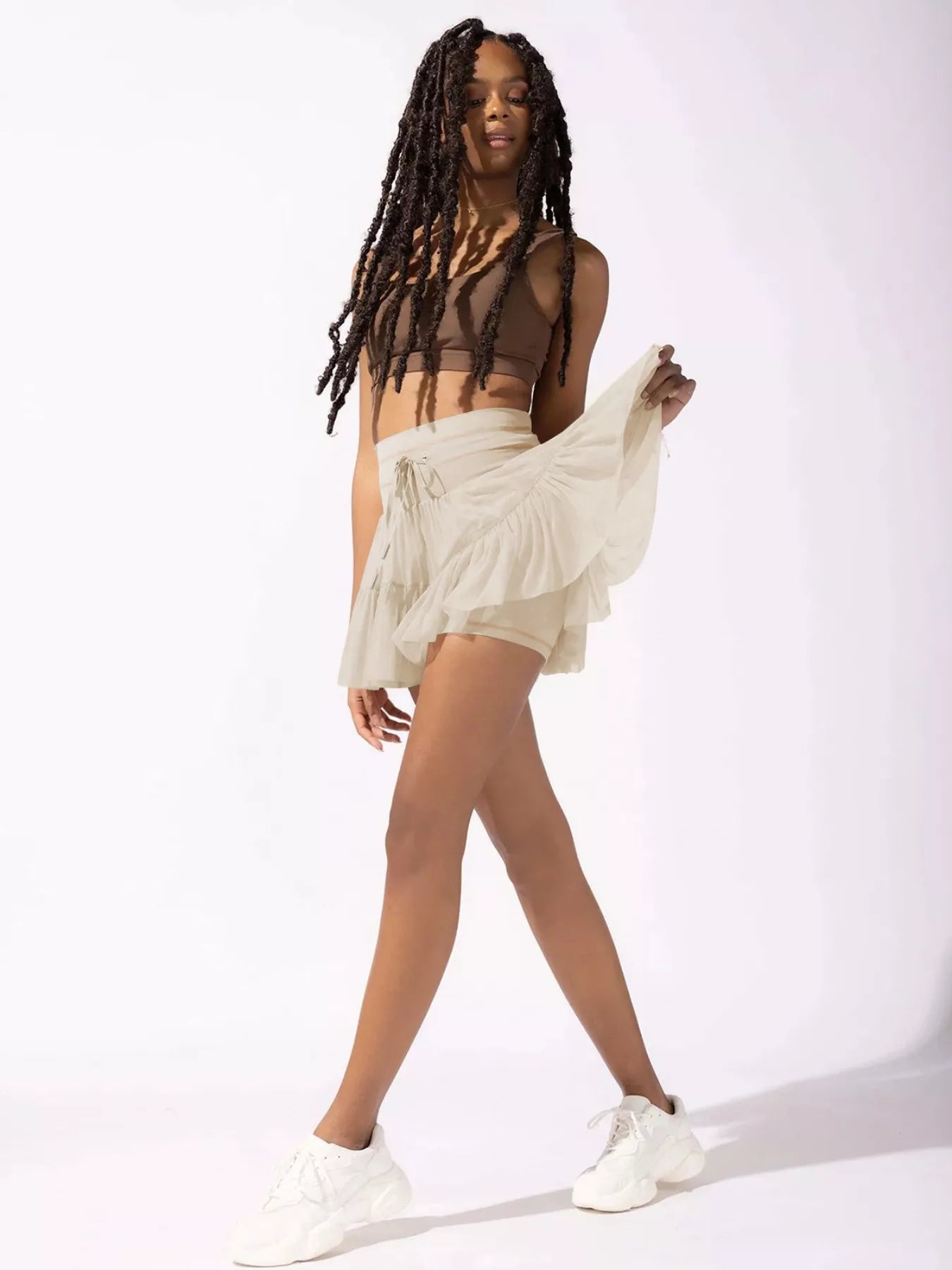 Tiered Skort with Drawstring