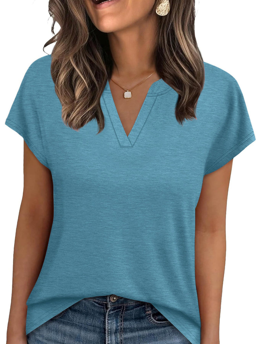 Notched Short Sleeve T-Shirt