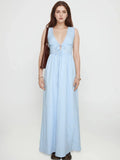 Plaid Tie Front Sleeveless Maxi Dress