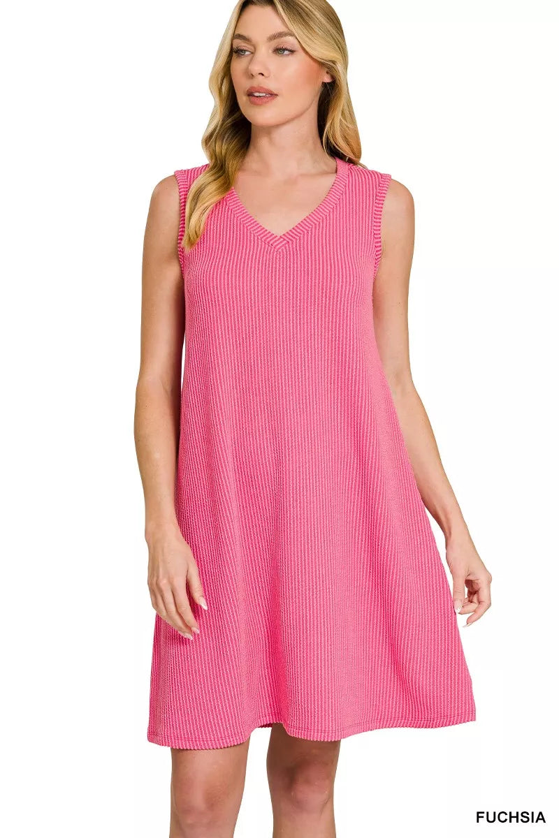 Zenana Raised Rib Sleeveless Mini Dress