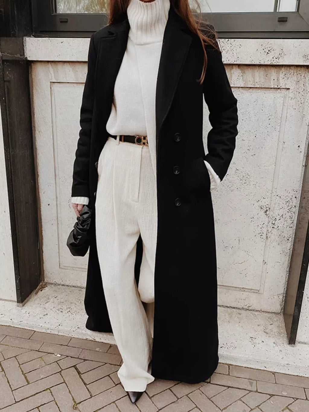Double-Breasted Longline Overcoat
