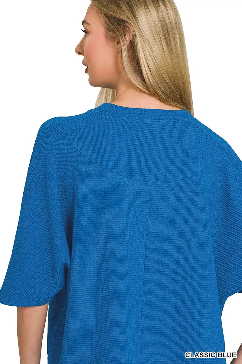 Zenana Double Knit Short Sleeve Top
