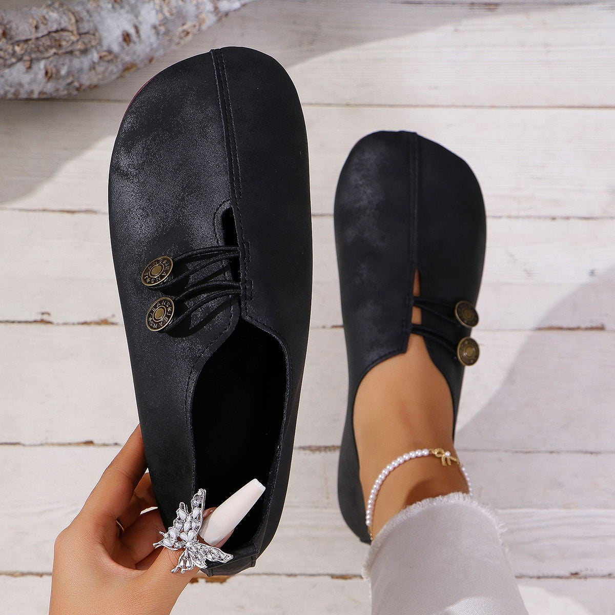 Round Toe Slip-Ons