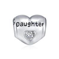 925 Sterling Silver Heart Zircon Bracelet Necklace Charm for Mother