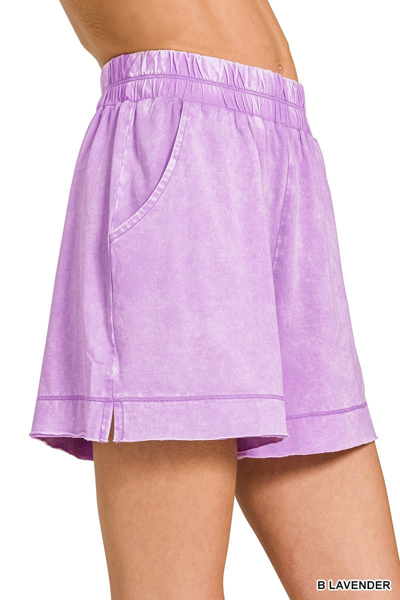 Zenana Acid Washed Oversized Top & Shorts Set