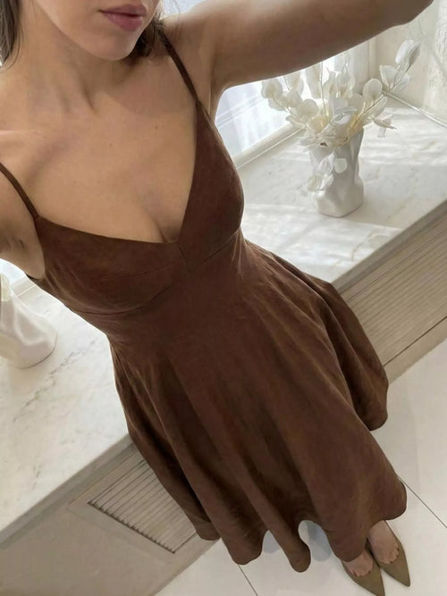 A-Line Spaghetti Strap Midi Dress
