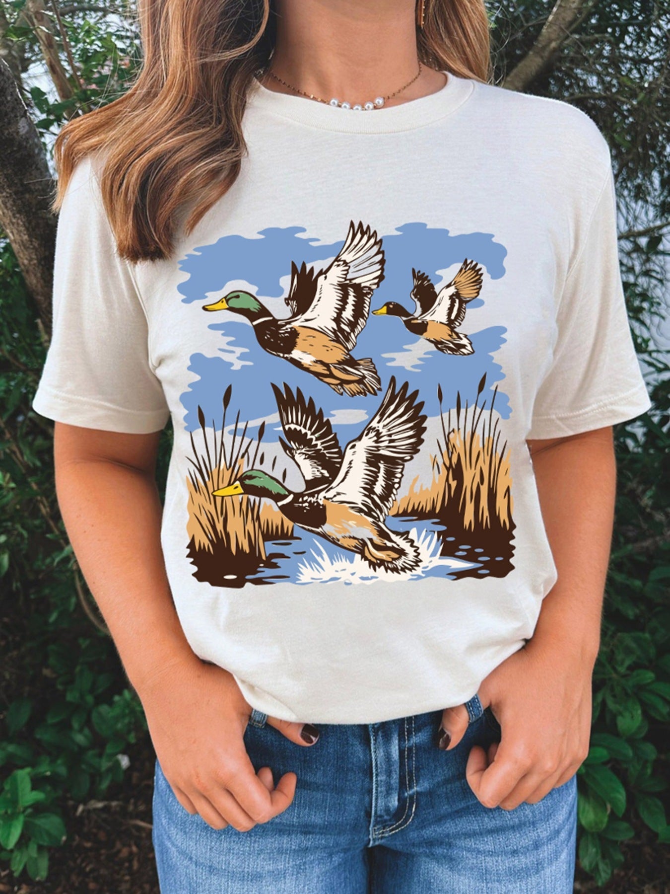 Wild Duck Graphic Round Neck Tee