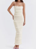 Frill Tiered Textured Maxi Cami Dress