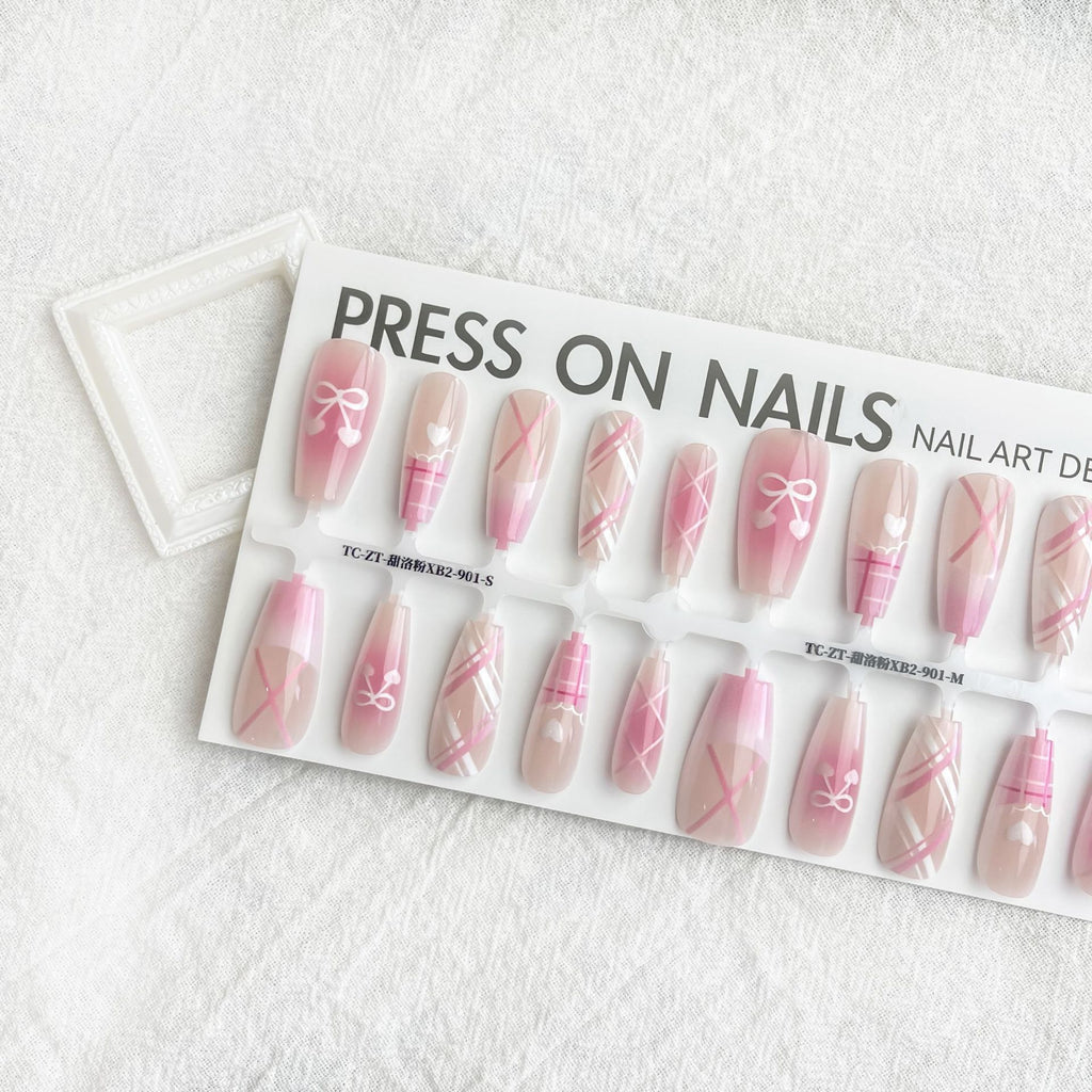 Dopamine Sweet Cool Butterfly Dark French Fake Nail Tip