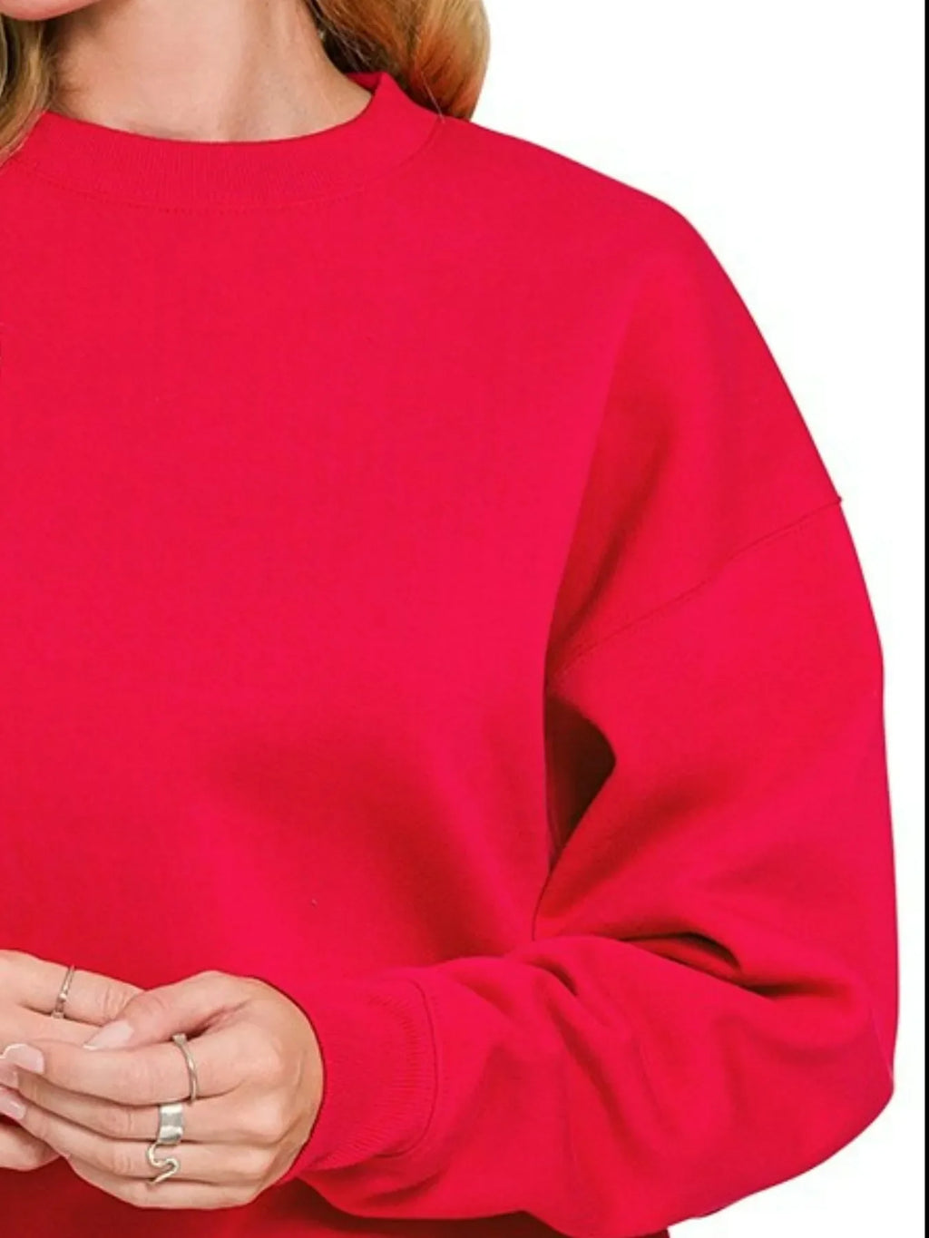 Zenana Fleece Crewneck Long Sleeve Sweatshirt